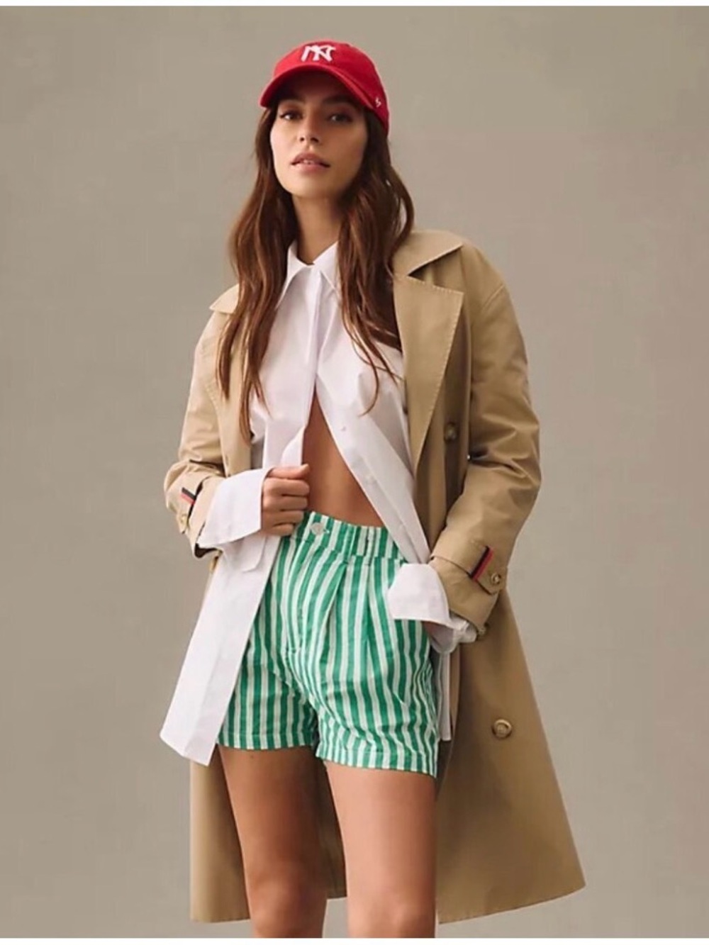 Anthropologie Lusana Striped Green Women's Shorts - Casual Summer Style